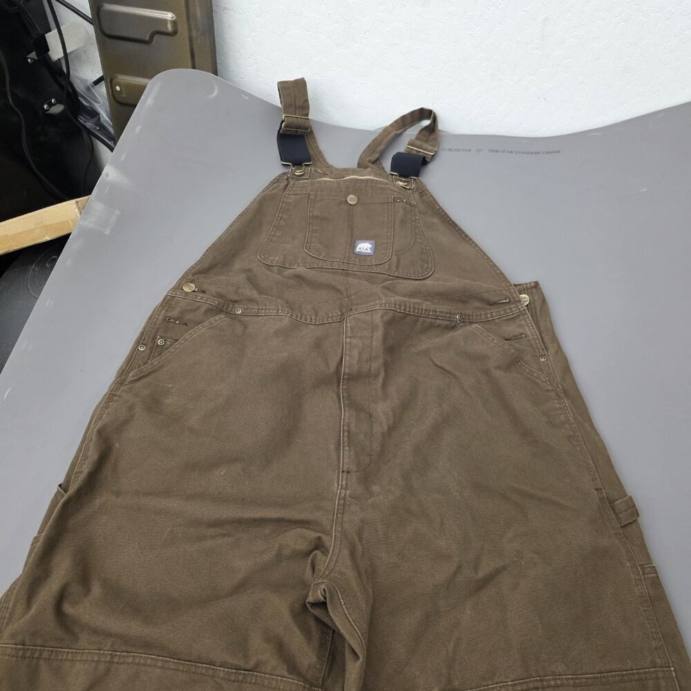 Berne Bib Overall 44 X 34 Brown Unlined Duck Carpenter Zip Ankle Workwear - Picture 4 of 11
